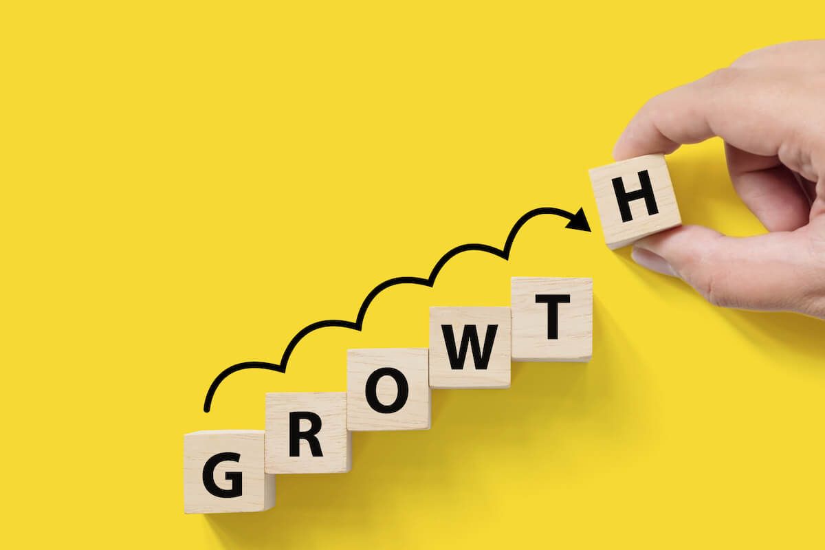 GROWTH spelled on wooden blocks