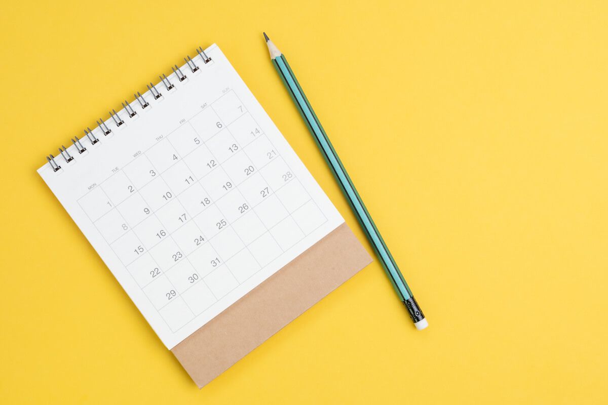 Calendar and a pencil