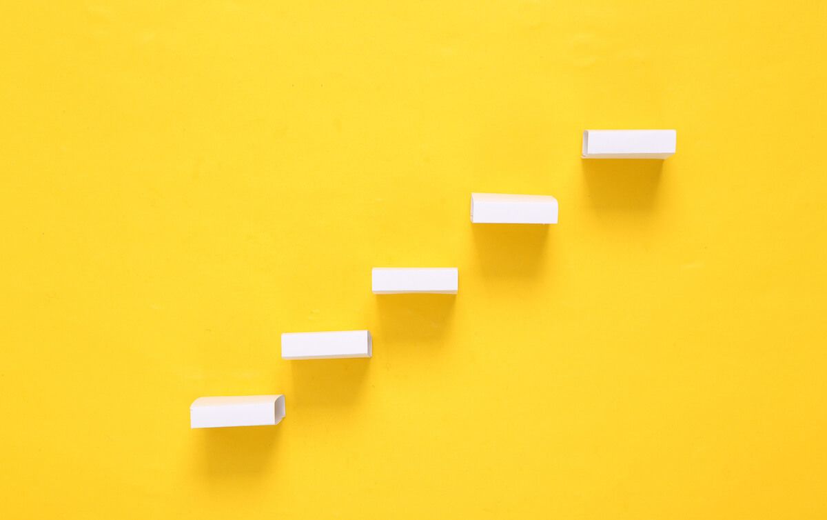 White steps on a yellow background