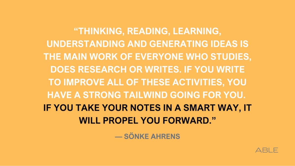 How to take smart notes: Sönke Ahrens quote
