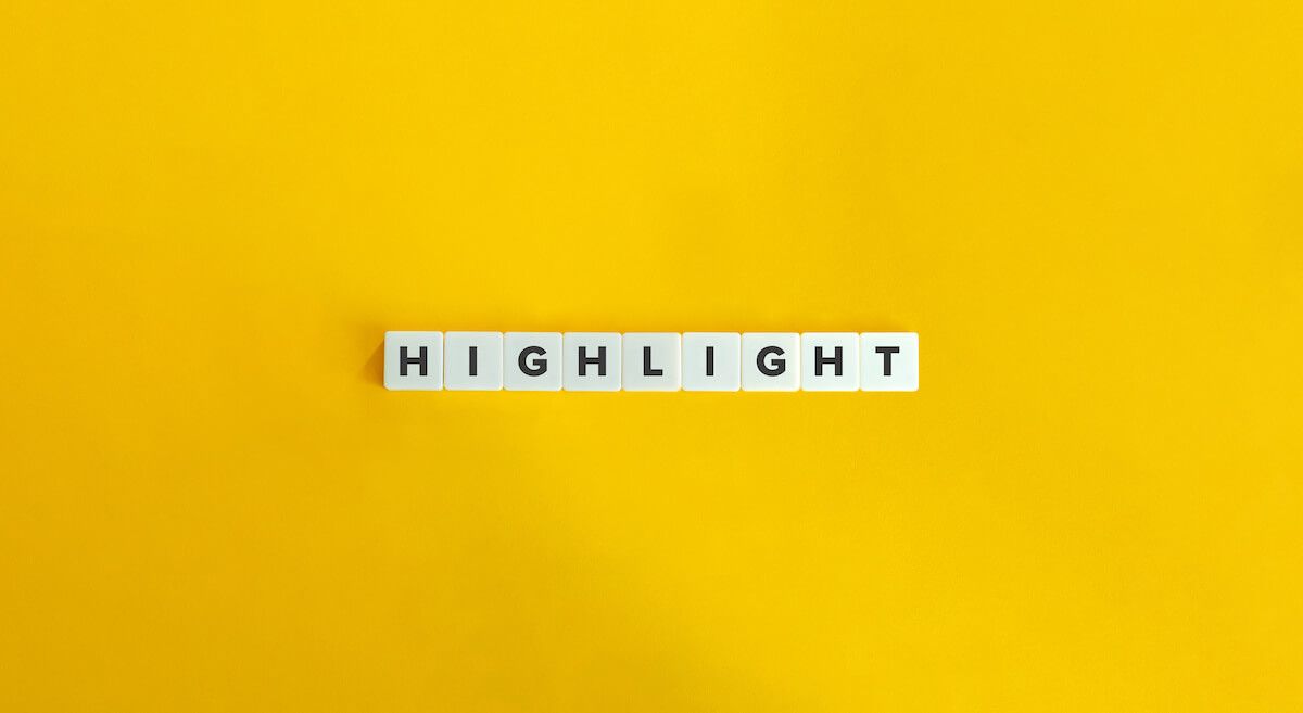 HIGHLIGHT spelled using letter tiles