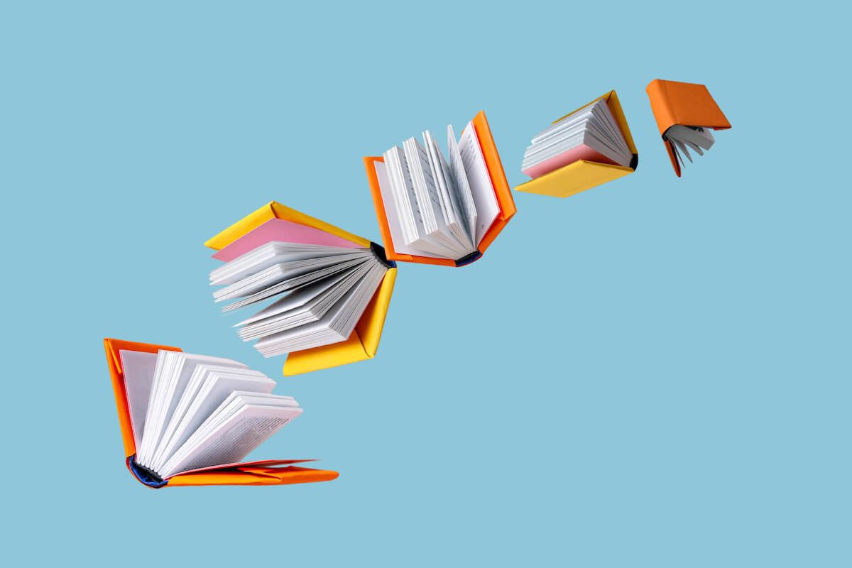 What is knowledge management: books swirling in the air
