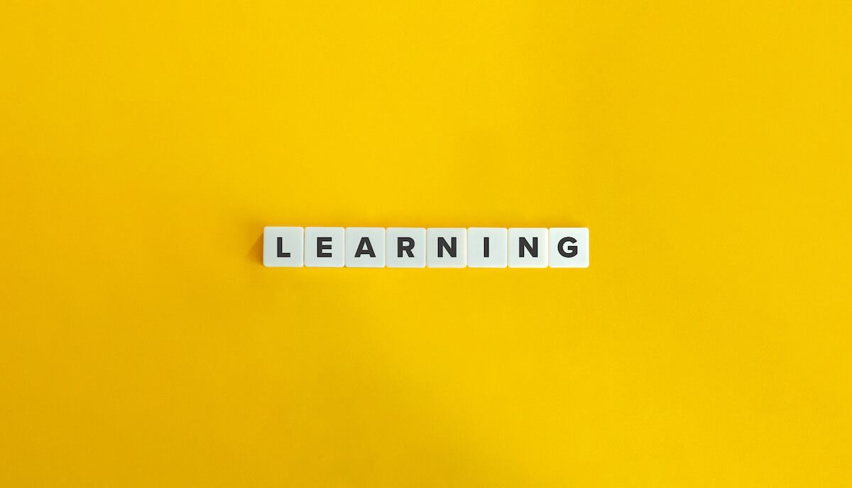 Learning styles for adults: LEARNING spelled using letter tiles