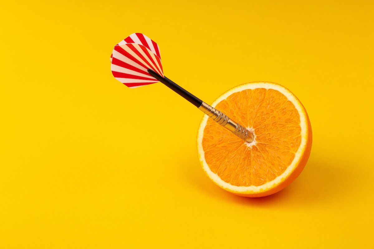 Work smarter not harder: dart inside an orange slice