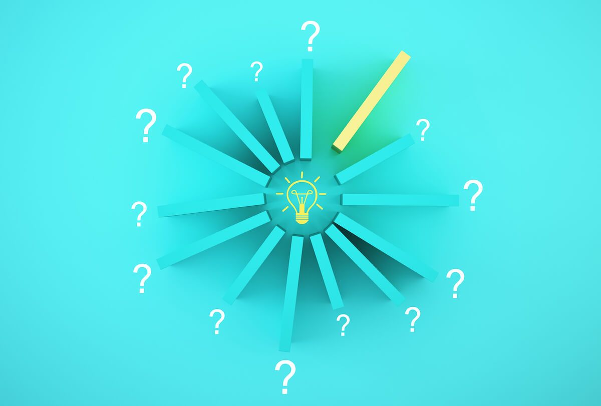 Create a knowledge base: light bulb on a blue background